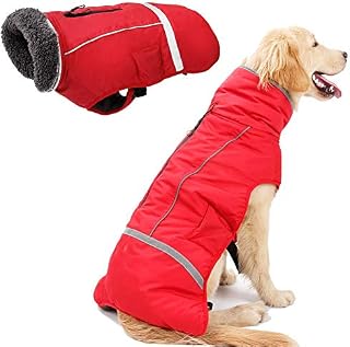Petneces Dog Coat Thick Warm Snowsuit Fleece Lined Jacket for Winter Outdoor Waterproof