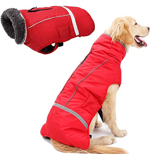Petneces - Abrigo de invierno para perro, forro polar cálido, impermeable, reflectante para invierno