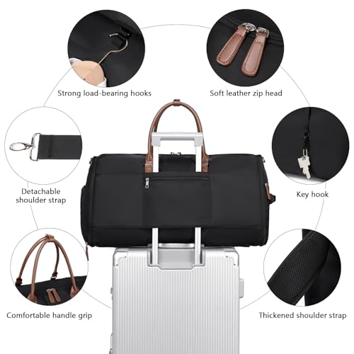 Myhozee Convertible Garment Bags for Travel Backpack Carry On Suit Duffel Bag for Hanging Clothes 3 in 1 Large Weekender Bag Business Flight Bag Suitcase with Shoe Compartment for Women Men Cream - Thumbnail 7