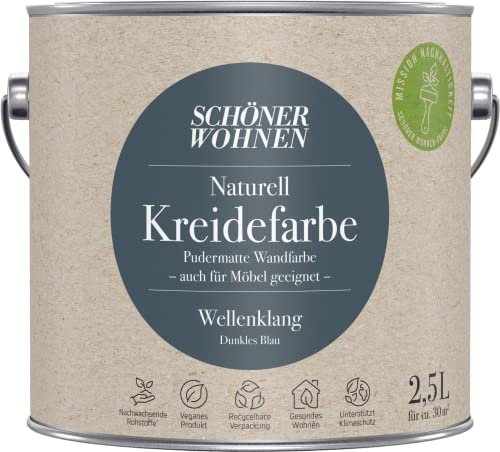 Schöner Wohnen Peinture à la craie naturelle - 2,5 l - Son ondulé - Bleu foncé
