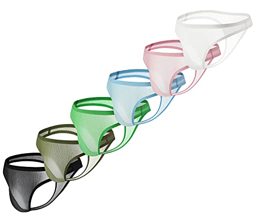 Swbreety Mens Ice Silk Thongs Underwear Low Rise Bulge Pouch G-String Thong Traceless Briefs