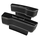 OTRTSUCC 2 Pack Car Seat Storage Pockets Box, PU Leather Console Side Organizer, Auto Seat Gap...
