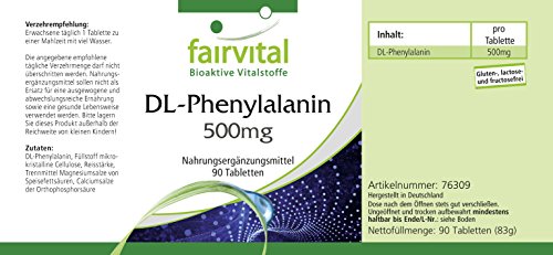 Fairvital | DL-fenylalanine 500mg - HOOG GEDOSEERD - VEGAN - 90 tabletten - DLPA, D- en L-fenylalanine - essentieel aminozuur - Afbeelding 3