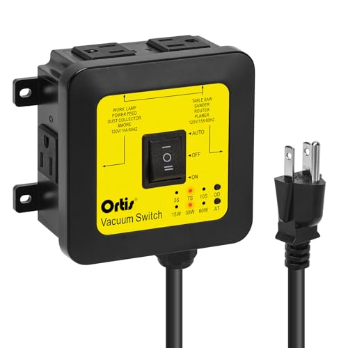 2026 New! Automatic Vacuum Switch - Ortis Dust Control Autoswitch for 3 Power Tools Auto/On/Off Modes Delay Vacuum On/Off to Prevent Circuit Overload and Tripping Adjustable Actuation Threshold