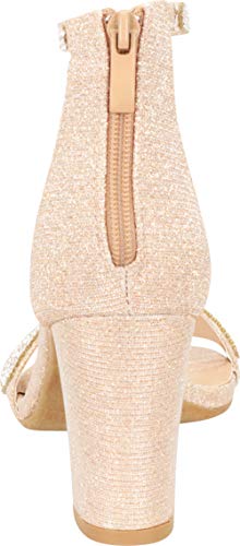 Cambridge Select Women's Open Toe Single Band Ankle Strap Crystal Rhinestone Chunky Block Heel Sandal,8.5 B(M) US,Rose… - Image 3