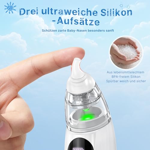 Yeerain Nasensauger Baby, Nasensauger Baby Staubsauger Mit 3 GrößEn Silikon Tipps