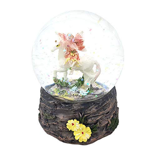 Flower Fairy Riding Unicorn Snow Globe Waterball #TOP4