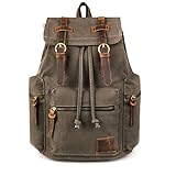 Canvas Backpack, PKUVDSL SERIES Vintage Canvas Leather Backpack Hiking Daypacks Computers Laptop...