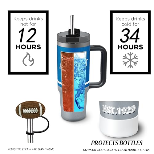 Image of Tumbler 30oz Straight Skinny Portable Handle Car Cups With Anti slip Sleeve Straw Dust Cover, Sports Travel, Stainless Steel Insulated Gifts for Men Women Fans