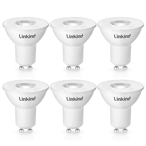 Linkind GU10 LED Bulbs, MR16 GU10 LED Bulbs Dimmable, 50W Equivalent, 530LM 3000k Soft White Track Light Bulbs, 40° Spot Light Track Light Recessed Light Spotlight, UL Listed, 6 Packs