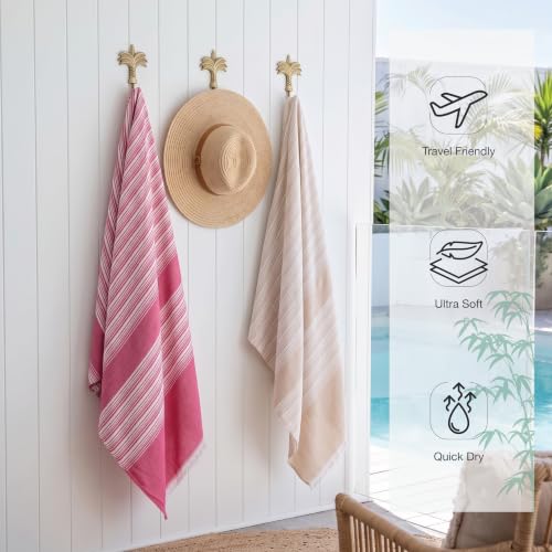Image of 100% Bamboo Towels for Bath, Ultra Soft Skin-Friendly Travel Towel, Lightweight Quick Dry Bamboo Bath Towel Large Size for Men & Women, Highly Absorbent &Anti-Odour Towels-Rouge & Ivory 2-Pack