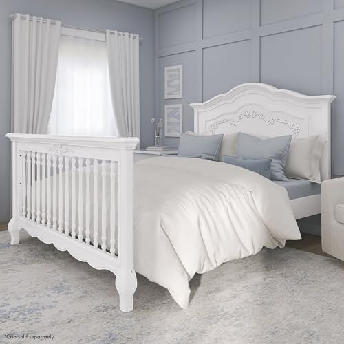 Image of Evolur Convertible Crib Wooden Full Size Bed Rail, Frost