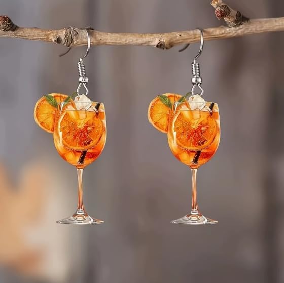 Party-Themed Acrylic Juice Earrings, Creative Cocktail Design Dangle Earrings summer holiday - Image 5