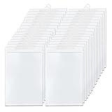 Frcctre 30 Pack 10 x 15 Inches Hanging Storage Bags, Large Hook Reusable Clear Hanging Plastic Bags Hang-Up Plastic Polyethylene Bag Reclosable Zip Bag for Packaging Storage Organization