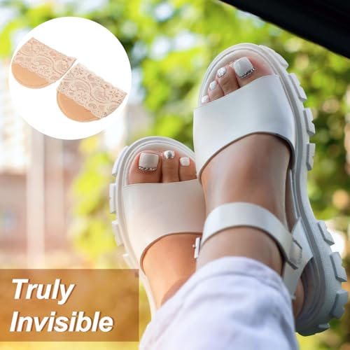 Image of Cutecrop 12 Pairs Women's Open Toe Topper Socks for Mules Non Slip Sandal Liner Socks No Show Toe Covers with Sponge Cushion