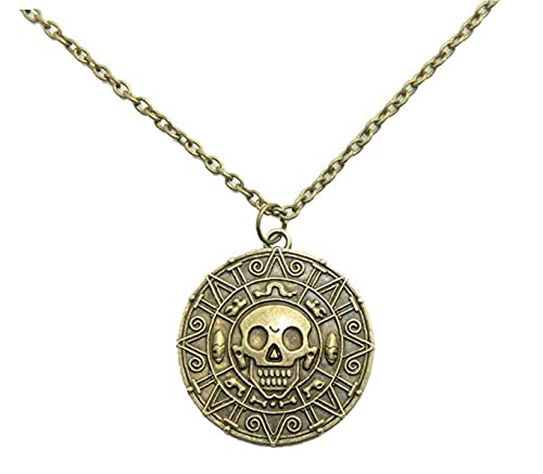 1pc des Caraïbes Collier De Charme De Crâne Médaillon Aztec Médaillon (Couleur en Laiton Antique) Cover