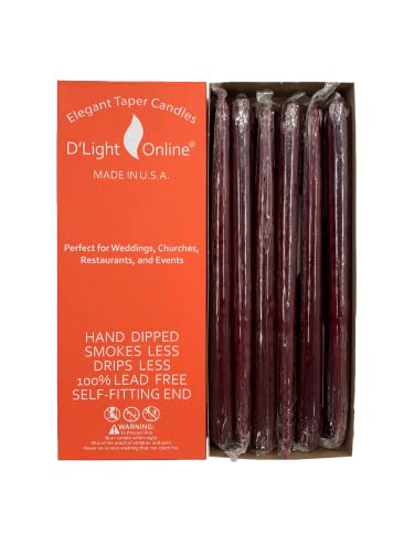 D'light Online Elegant 10" Unscented Burgundy Taper Candles, Premium Quality