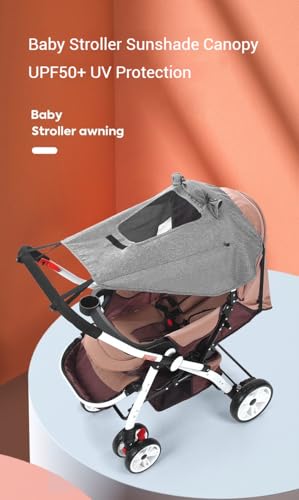 SAMiGO Universal Baby Stroller Sun Shade - UPF50+ UV Protection, Breathable & Waterproof, Fits Most Prams, High Landscape & 2 - Way Strollers, with Viewing Window & Magic Tape Design - Image 5