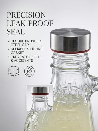 Image of Clear Glass Milk & Water Bottle with Leak Proof Lid, Airtight Juice Container /Pitcher for Refrigerator, Set of 2, 1 litre