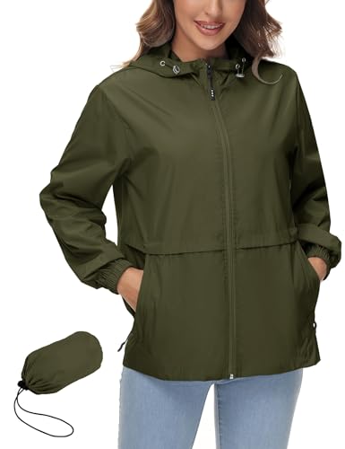 Avoogue Womens Waterproof Packable Rain Jacket