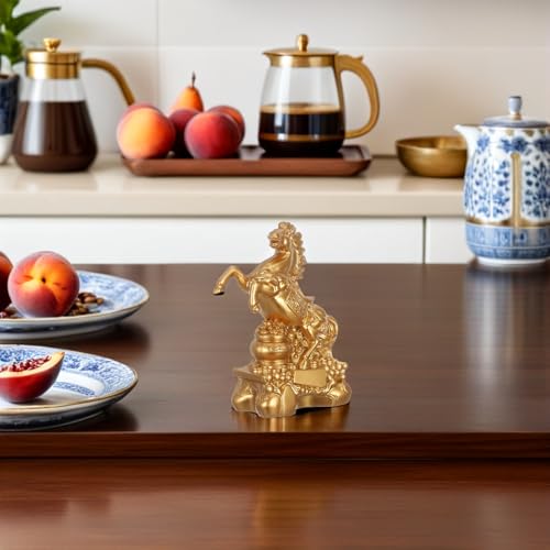 Figura Decorativa de Caballo Dorado para Mesa Feng Shui miniatura 6