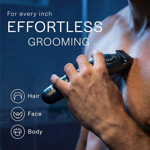 Image of Gillette Series 7 All-in-One Beard & Body Trimmer for Man (by Braun) with Fusion Proglide Razor | ProBlade Technology | 40 length settings with Metal Body for Face, Body, Head & Private Parts | Sensitive Body Comb for body grooming | 12 on top Attachments | 120 Min Runtime | 5 Min Quick Charge | 100% Waterproof