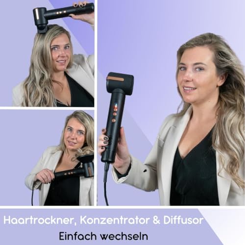 Foto von Leto Air7 Haartrockner, Föhn, Warmluftbürste, Föhnbürste, Rundbürstenföhn, Lockenstab, Selbstreinigend, 1400 watt BLDC-motor, Ionen haartrockner, Stylingbürste, Airstyler, Welleneisen