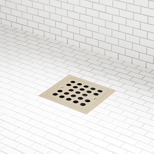 Signature Hardware 948036 Menlo Square Shower Drain with Flange - Polished Brass