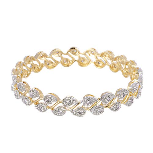 Image of ZENEME Leaf Shaped American Diamond Gold Plated Bangles Jewellery For Women & Girls (2.8)