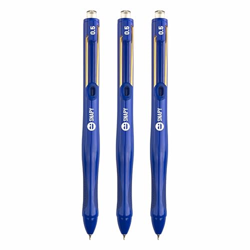 Image of Anupam Snapy Roller Gel Pen 0.5 mm, Waterproof Smooth Quick-Dry Dark Ink, Comfortable Grip Exam & Office Pen, Refillable (Blue Body BlueInk, Pack of 3)