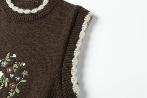 Mud Kingdom Girls Knit Sweater Vest Sleeveless Floral Embroidery Knitted Crewneck Top4