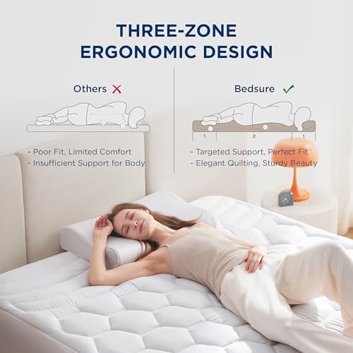 Bedsure FBA_BA601E1BW4QU Queen Mattress Pad - Quilted Fitted Mattress Protector Cover Padded thumb #3