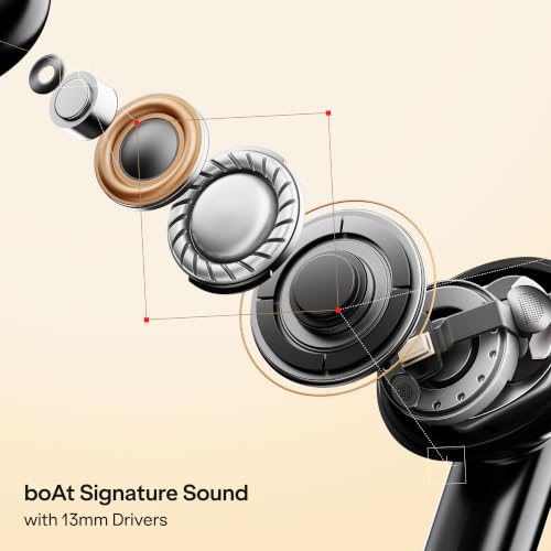 Image of boAt Airdopes Plus 224, Powerful Spatial Audio, 60H Playback, Quad Mics AI-ENx, 13 mm Drivers, Hearables App, Multipoint Connectivity, Google Fast Pair, Bluetooth v6.0 TWS Earbuds (Matte Black)