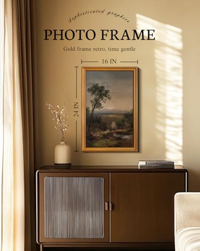 Image of VIYYIEA Vintage Large Framed Wall Art for Living Room, Landscape Canvas Prints Home Decor, Oil Painting Picture, Bedroom Wall Decor Gifts for Friends or Family -【White Mountain Scenery】-(24L x 16W)