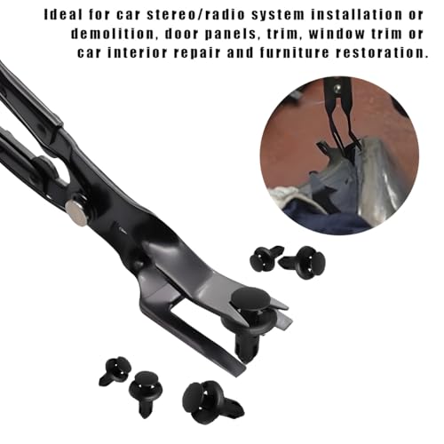 Image of Panel Clip Removal Plier, Automotive Door Panel Upholstery Trim Clips Removal Tool Pliers, Remove Push Pin and Press in Trim Clip Fasteners Lift Action Plier, Car Accessories (Black)