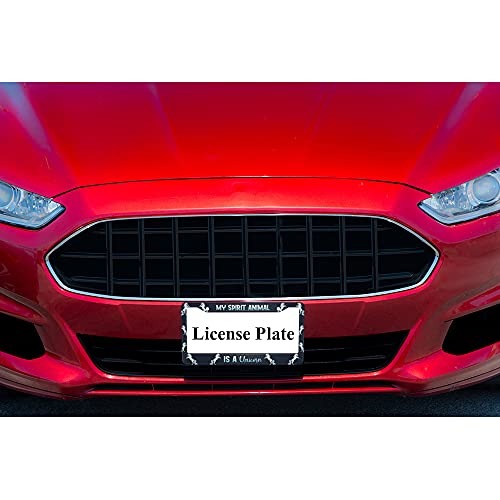 Ofloral More My Spirit Animal Is A Unicorn Aluminum Alloy License Plate Frame Many White-Blue Gradient Unicorns On Black Applicable To Us Standard Car Metal Front Car Tag Frame Cover Holder(1 Pack) #TOP4