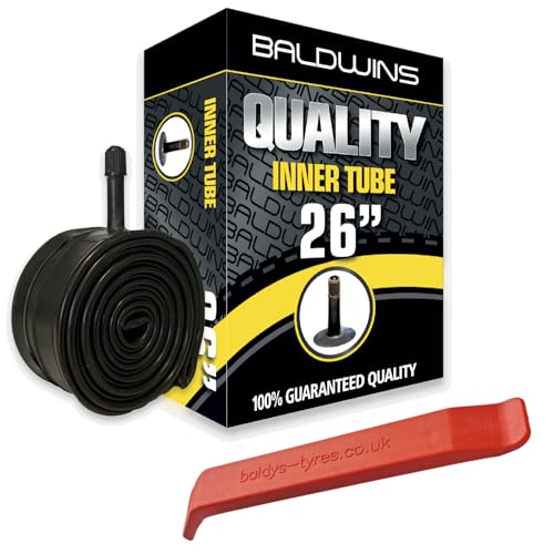 Baldwins Bike Inner Tube 26 x 1.75 to 2.125 Schrader Valve & BALDYS TYRE LEVER