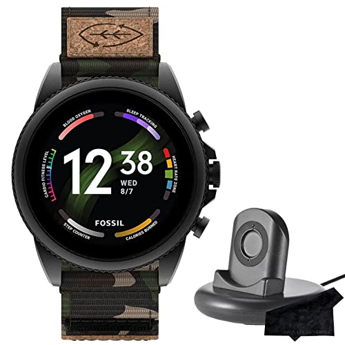 Fossil Gen 6 Men's 44mm Touchscreen GPS and Activity Smartwatch with Signature Series Charger Bundle