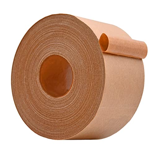 Wod Wat Water Activated Gummed Kraft Paper Tape - 2.75 Inch X 450 Ft. Fiberglass Reinforced Ideal For Carton Box Packing And Sealing Tape For Mailing And Moving, And Shipping #TOP24