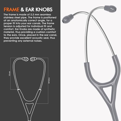 Image of ELKO EL-240 ASTRA III Ti Titanium dual head acoustic stethoscope | Adult & Pediatric Stethoscope with Double-sided Natural Titanium Chestpiece | Two-Way PVC Tubing | Doctors & Medical Students (Grey)