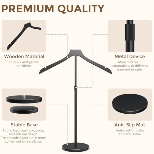 2 Pack Mannequin Torso, Adjustable Shirt Display Stand Height 20 to 34 Inches, Cap and Gown Display Stand Stable Clothing Garment Dress Form, Coat Jacket Hanger Easy to Install, Black by Chicwing - Used condition - Image 4