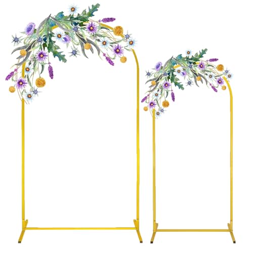 Metal Arch Backdrop Stand Set of 2 Gold Metal Wedding Arch Backdrop Stand (7.2FT and 6FT) for Anniversary, Birthday Parties, Baby Showers,Graduation Decorations (1)