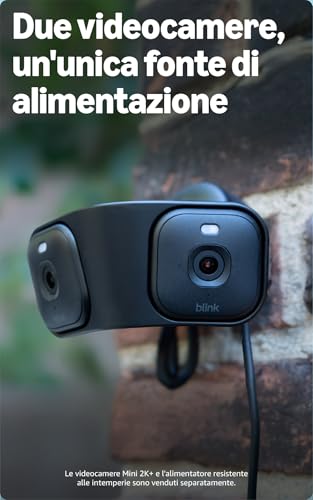 Blink Arc (ultimo modello) | Dispositivo con alimentatore plug-in e visione panoramica (piano Blink Plus richiesto), 180°, soluzione di sicurezza per 2 videocamere Mini 2K+ | Due videocamere - Nere - Immagine 2