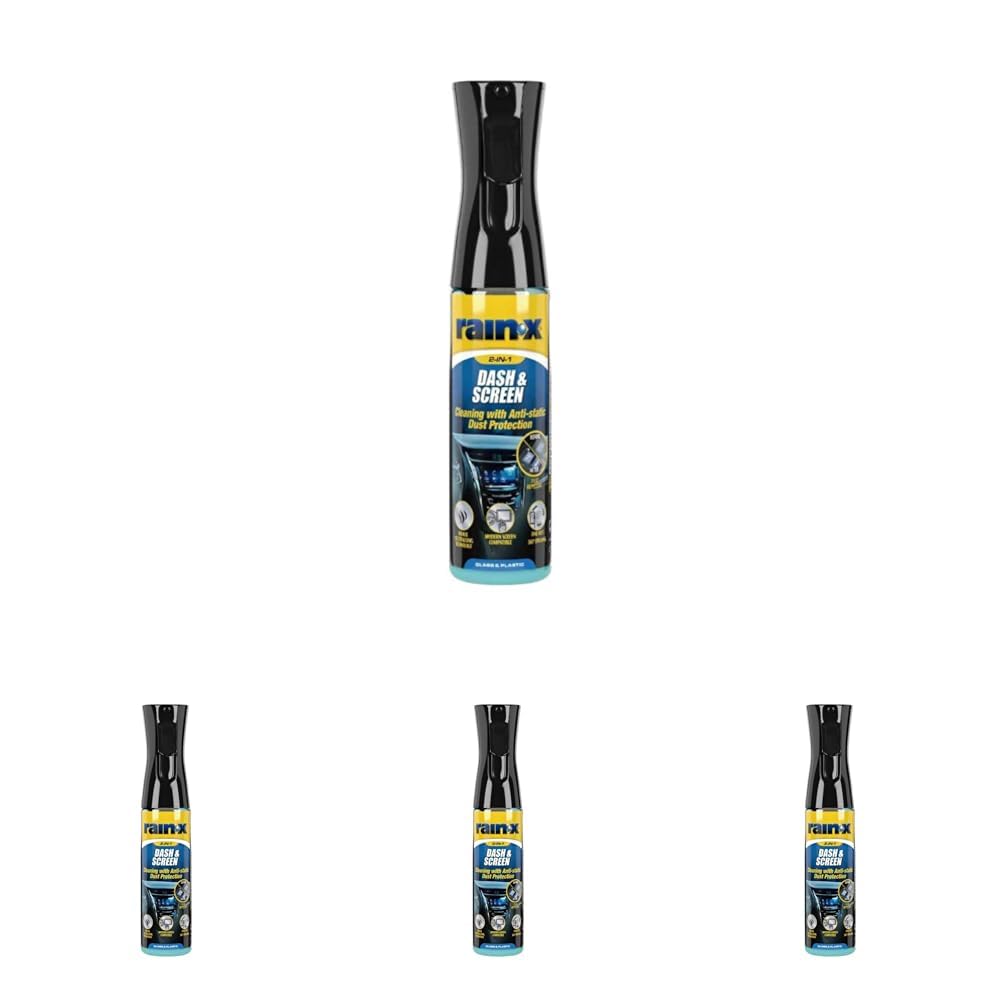 Rain-X Dash & Screen – Streifenfreier Reiniger mit Antistatik-Effekt für Kunststoff & Bildschirme – 300 ml (Packung mit 4)