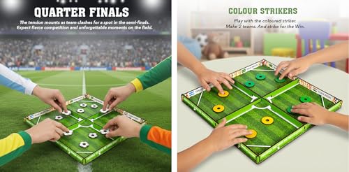 Image of Quarter Final 3-in-1 Game Set of Wooden Table Games Like Football, Colour Strikers and Ludo Board Game, Multi-Player Family Board Game, Inteactive Fun Party Game for Kids 6+ Years