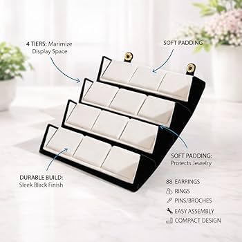 Image of 12 Pairs Set Earrings Stylish Organizer Box | Valentine Birthday Rakshabandhan Gifts for Girls, Girlfriend,Wife, Sister.(Black,)