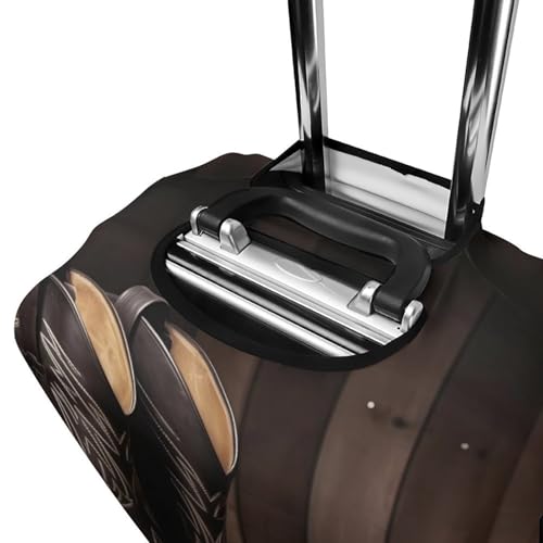 Cowboy Black Hat Western Boots Luggage Cover, Washable Elastic Suitcase Cover Protector Fit 18-32 Inch Luggage 5