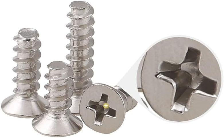 Phillips Countersunk Flat Tail Self Tapping Screws Cross Flat Head Tapping Flat End Small Bolts Nickel Plated - (Size: M4x8, Color: 200pcs)