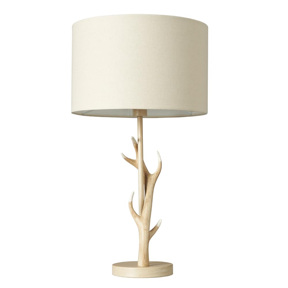 LITECRAFT Rein Antler Styled Table Lamp with Drum Shade - Natural