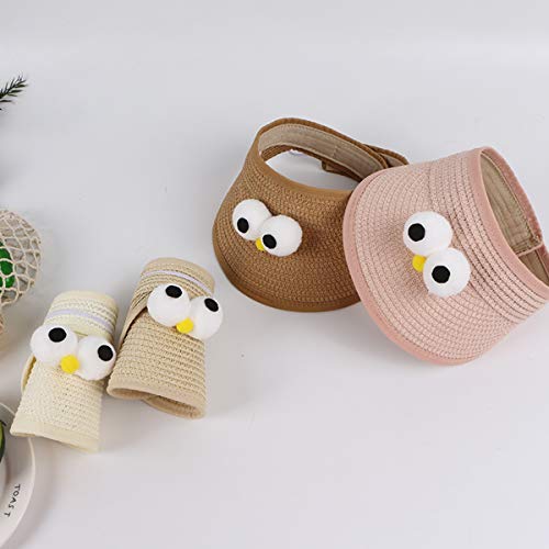 Childrens Straw Sun Hat Visor Wide Brim Roll Up Baby Baseball Cap for Boys Girls3
